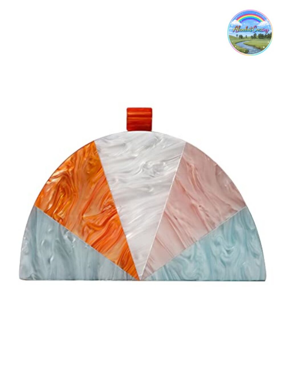 Acrylic Evening Clutch with Detachable Chain & Semicircle Design